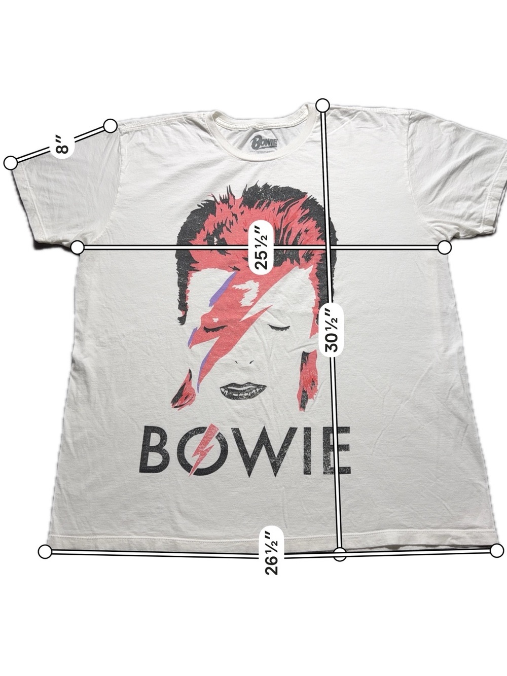 David Bowie Aladdin Sane Graphic Band T Shirt Mens 2XL White Rock Tee - Picture 3 of 5